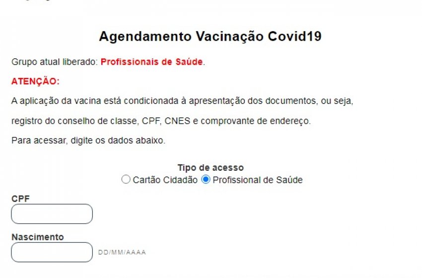 PROFISSIONAIS DA SAÚDE DE JAGUARIÚNA PODEM AGENDAR VACINAÇÃO PELA INTERNET