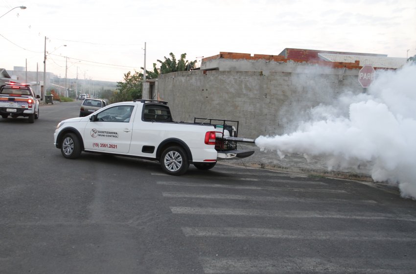 SAÚDE CONCLUI NEBULIZAÇÃO CONTRA A DENGUE NAS RUAS DE JAGUARIÚNA