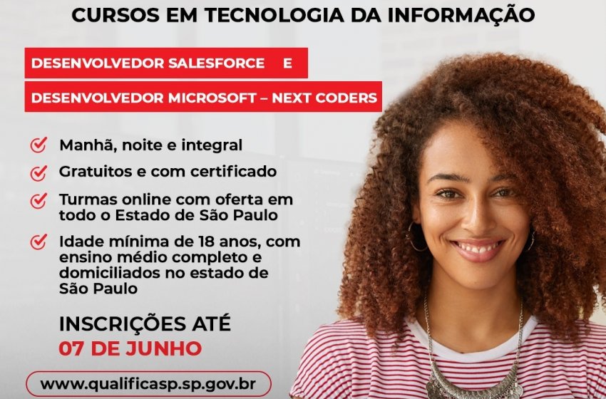 PROGRAMA OFERECE 400 VAGAS PARA CURSOS GRATUITOS EM TECNOLOGIA DA INFORMAÇÃO