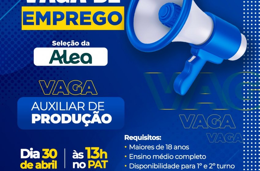 ALEA REALIZA MUTIRÃO DE EMPREGO NESTA QUARTA NO PAT DE JAGUARIÚNA