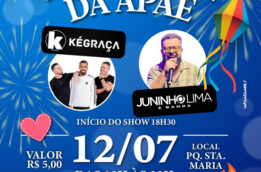‘ARRAIÁ DA APAE’ ACONTECERÁ NO DIA 12 DE JULHO NO PARQUE SANTA MARIA