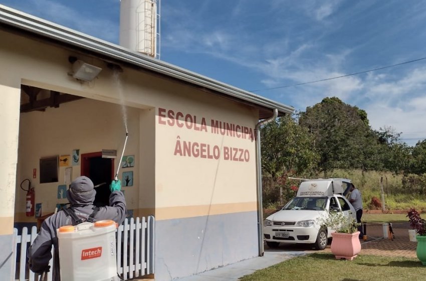ESCOLAS DE JAGUARIÚNA SÃO SANITIZADAS CONTRA O CORONAVÍRUS