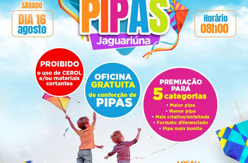 FESTIVAL MUNICIPAL DE PIPAS TERÁ PREMIAÇÃO EM CINCO CATEGORIAS
